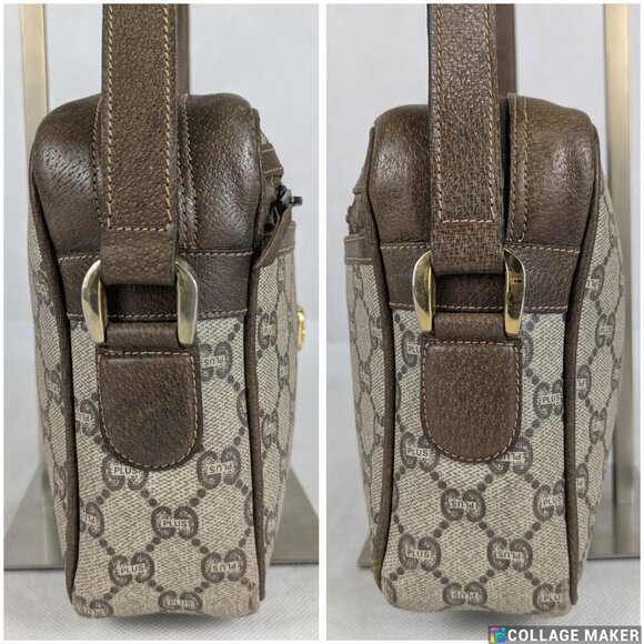 Authentic GUCCI Plus GG Pattern Shoulder/Crossbody Bag PVC Leather Brown Italy - Picture 10 of 16